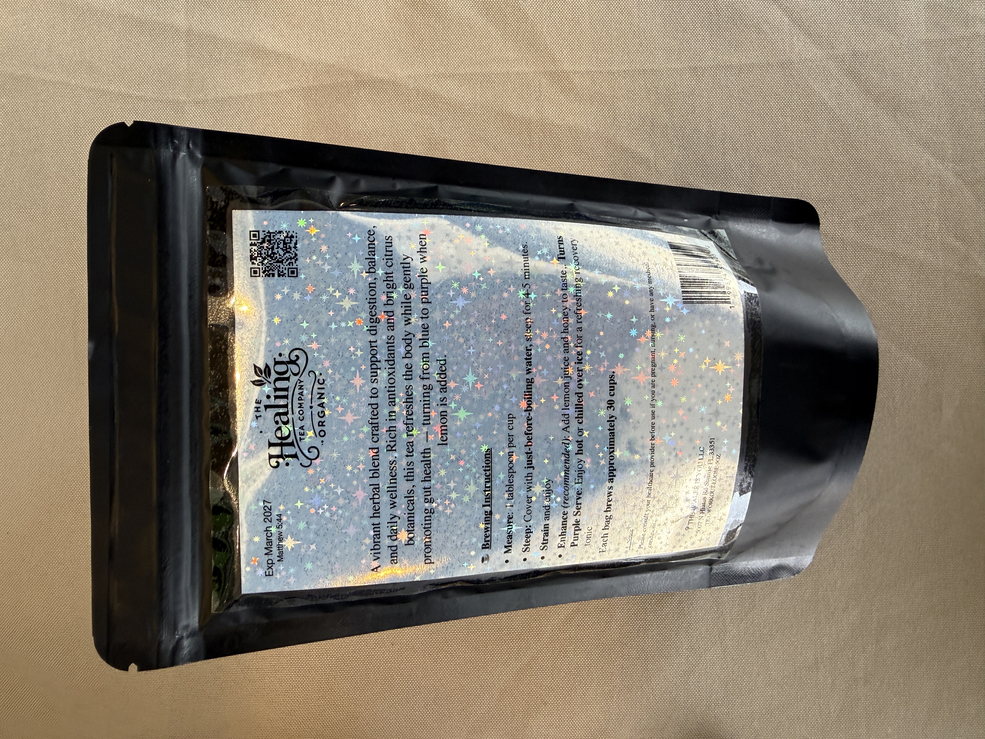 Purple Lemon Aid Tea BAg BAck